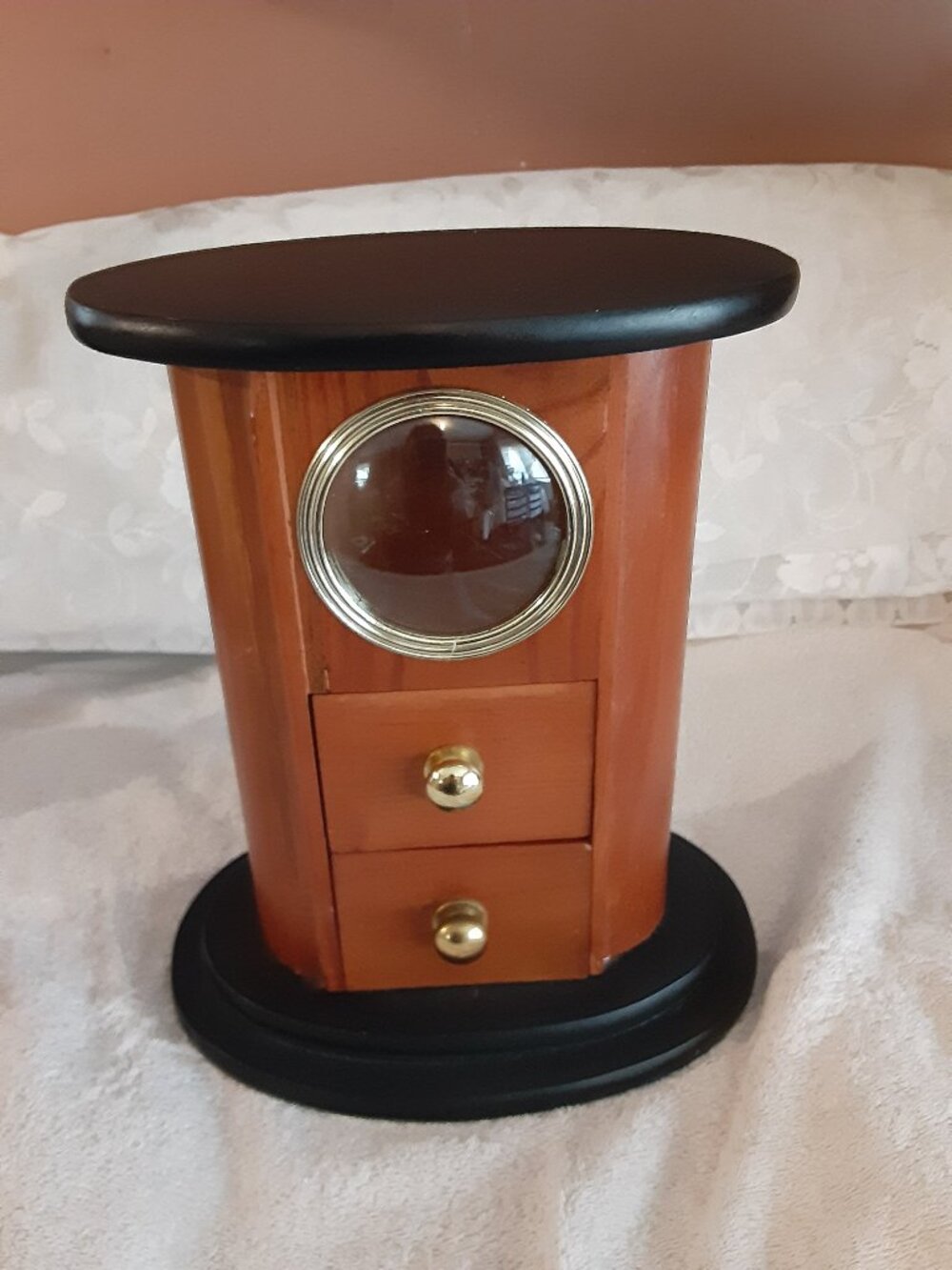 Vintage Linden Mahogany finished wooden jewelry box / clock housing case